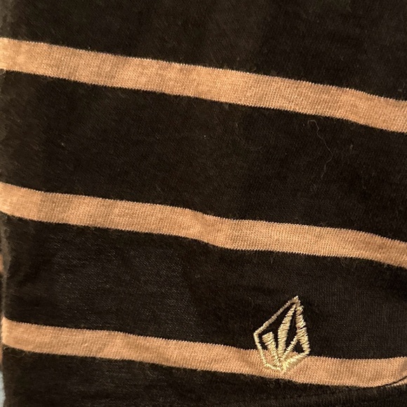 🖤 EUC Volcom Tank Dress Black & Neutral stripe with Logo SZ L - Picture 5 of 5